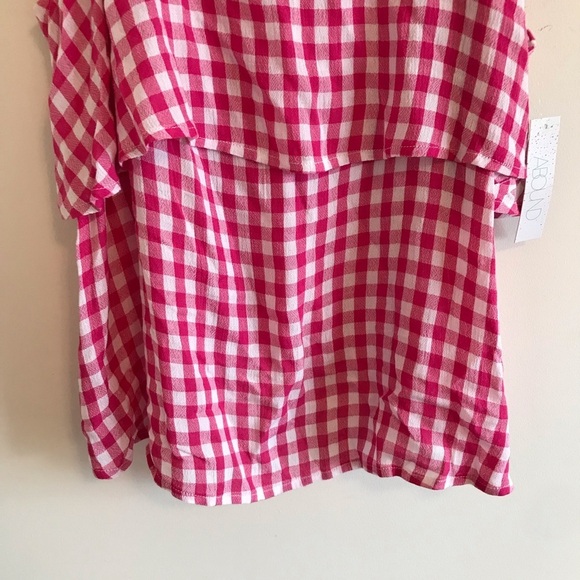 NWT Abound Pink Gingham Ruffle Tank - Picture 3 of 6